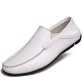 High Quality Men s Flats White Leather Shoes 2016 Breathable Slip on Men Loafers Business Footwear