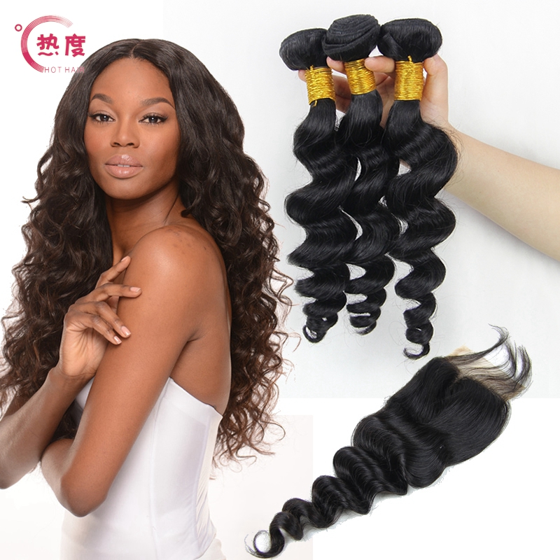 Cheap Brazilian Loose Wave With Lace Closure Human Hair Brazilian Virgin Hair With Closure Loose Wave 3 Bundles With Closure