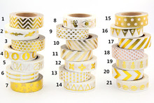 Hot sales!! 10m Gold Foil decorative scotch tape dot, pineapple,heart, strip masking Christmas Japanese washi tape
