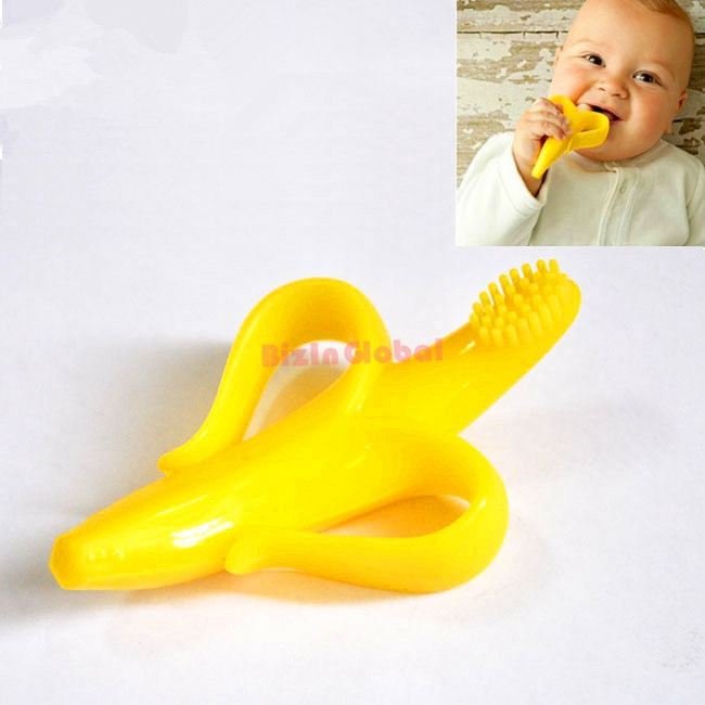 Silicone Banana Bendable Baby Teether Training Toothbrush Toddler Infant Massager (1)