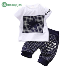 Baby boy clothes 2016 Brand summer kids clothes sets t-shirt+pants suit clothing set Star Printed Clothes newborn sport suits