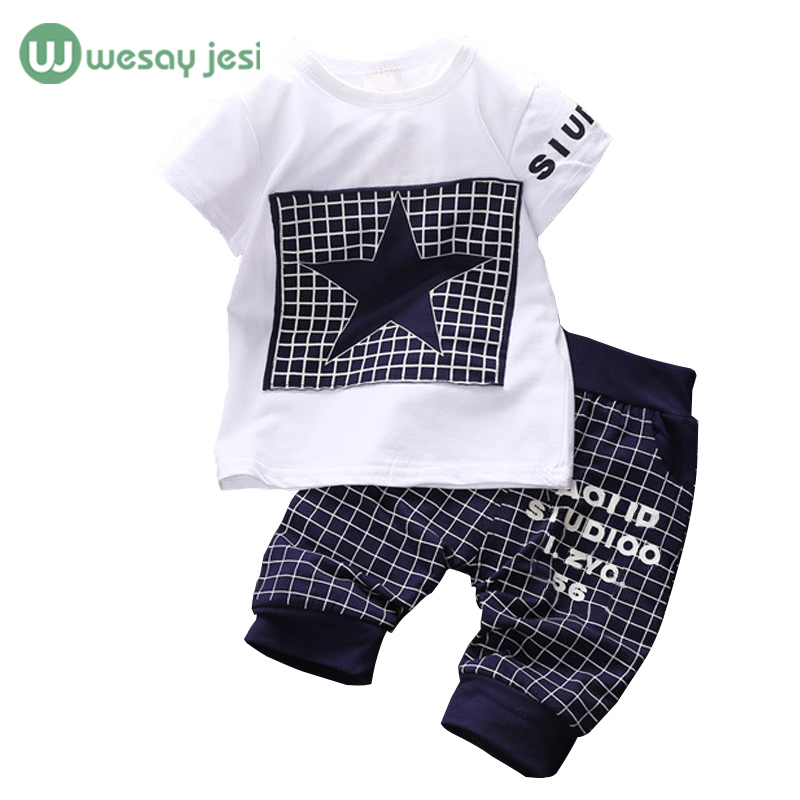 Baby boy clothes 2016 Brand summer kids clothes sets t shirt pants suit clothing set Star