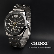 Clásico SINOBI diamante cristalino de plata caso elegante todos negro hombres del cuarzo del regalo vestido de hombre correa de cuero del reloj