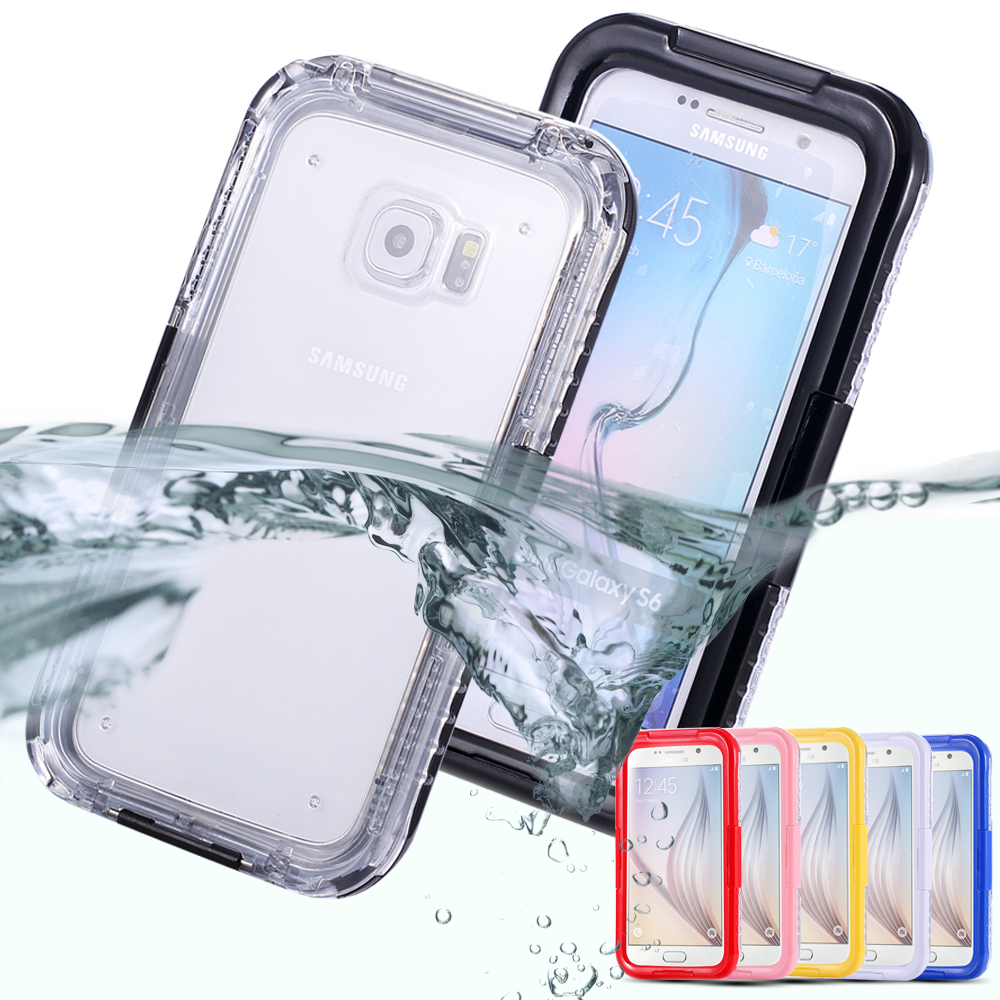 S6 /S6 Edge New Waterproof Transparent Case for Samsung Galaxy S6 /S6 Edge Clear Diving Soft Back Strap Hard General Phone Cover