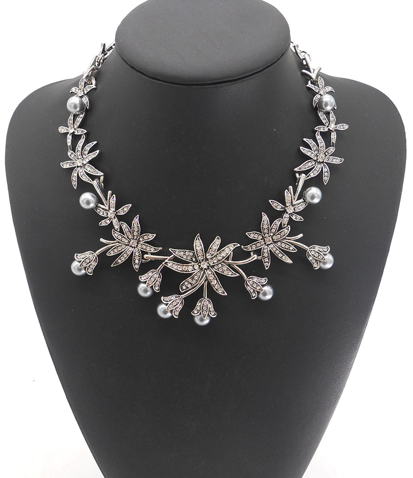 New Women Maxi Colar Vintage Silver Plated Crystal...