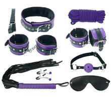 Purple Black Contrast Color 8pcs/Set Couples Products Kit Sex Fetish Erotic Positioning Bandage Bondage For Sex INJO-SM025