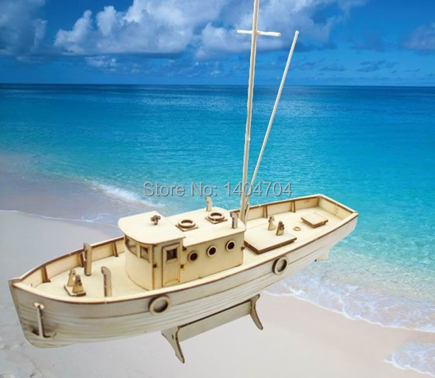 cut Wooden sailboat model building kit: The NXOS Fishing boat Model 