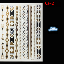 Temporary tattoo fashion metal gold and silver tattoo stickers style of temporary tattoo body art tattoo design jewelry necklace