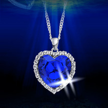 Romantic Titanic Ocean Heart Pendant Necklaces For Women Blue Crystal Rhinestone Choker Necklace 18K goden Plated Jewelry
