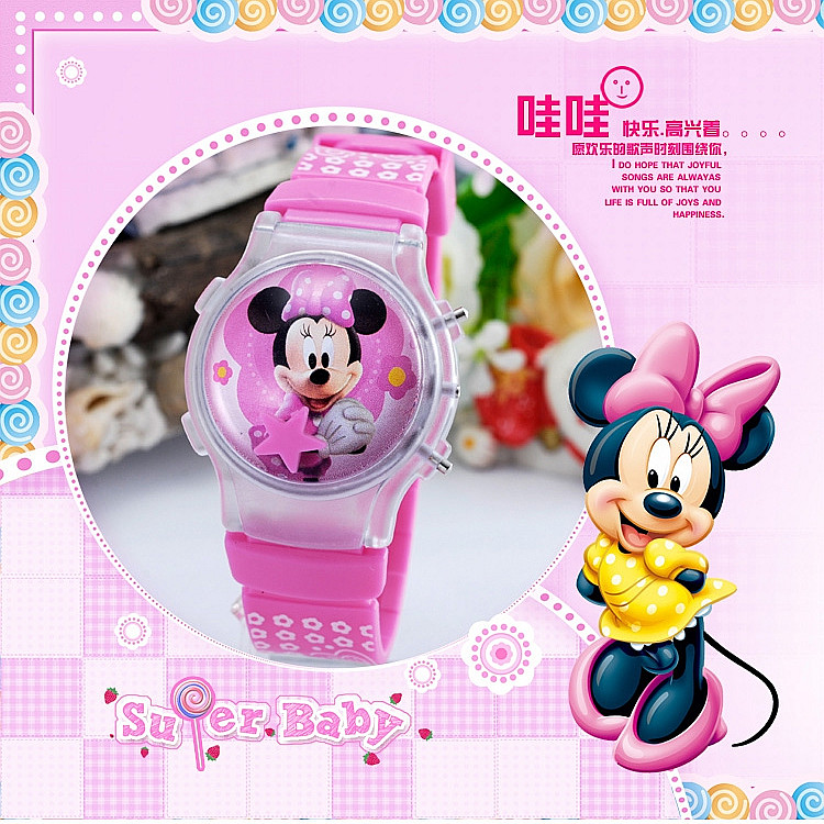 2015 new fashion boys girls silicone digital watch for kids mickey minnie cartoon watch for children