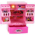 Children Plastic Kitchen House Pretend Play pink Refrigerator toy red Mini Cook set Cosplay For kids