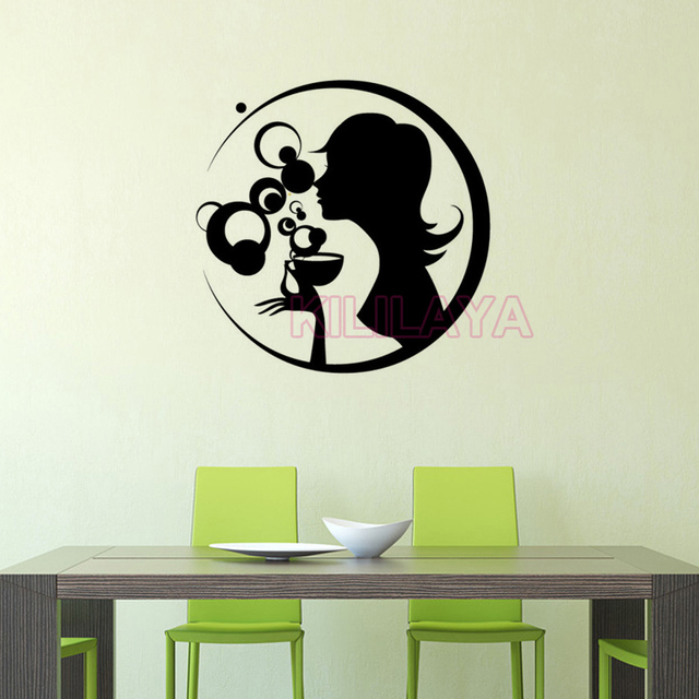 Adesivi cucina decalcomania della parete del vinile miss caffè ... Murales pareti cucina