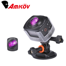 AMKOV AMK-100S 360 Degree All View 220 Fisheye Camera WiFi 1440P@30FPS Action Camera