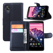 Hot 2015 New Luxury Genuine Real Leather Case for LG Google Nexus 5 Wallet Stand Mobile