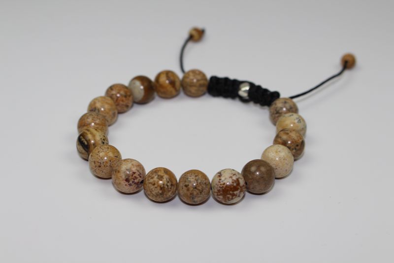 10mm natural picture stone jewelry hand beaded Shamballa bracelet men a free shipping