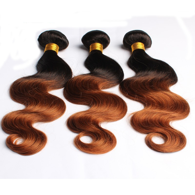 7A Ombre Hair Extensions 3 Pcs Ombre Brazilian Virgin Hair Body Wave Ombre Weave 100% Human Ombre Hair Bundles 1B/30 Colorful