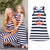 Brand New Girl Casual Long Sleeve Anchor striped mother and daughter dress Family matching clothes mommy and me clothes