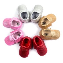 Fashion Baby Girl font b Shoes b font PU Leather Solid with Tassel Toddler Soft Bottom