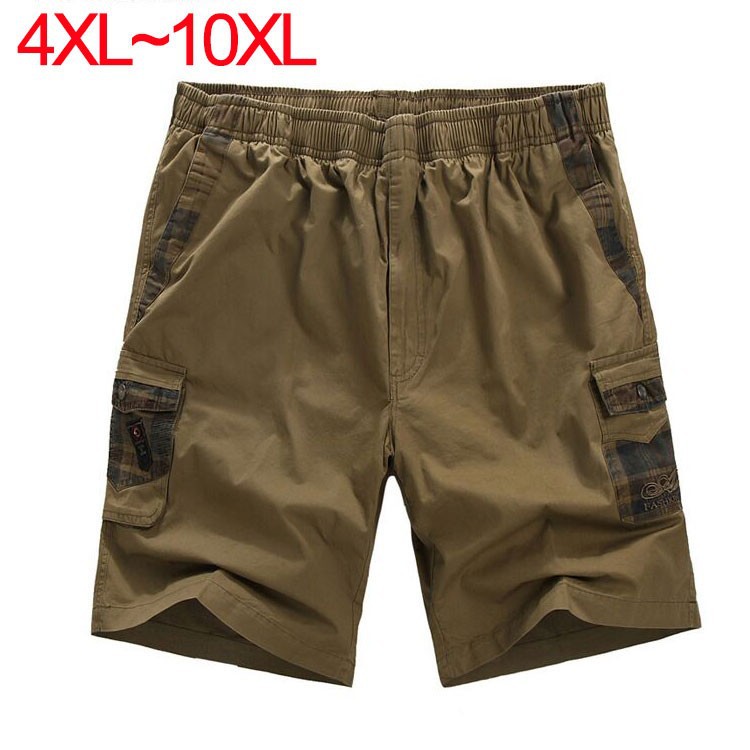 2015 Men 100% Cotton Cargo Shorts Straight Casual Summer Super Large Big Plus Size Pockets Pantalones Cortos Short 115 4XL~8XL