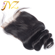 6A Cheap 4×4 lace Closure peruvian loose wave Closure With Baby Hair Free/Middle/3 part Natural color closure DHL Free Shipping