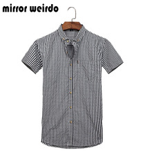2016 Casual Vetement Homme Plaid Men Shirts Camisa Masculina Fashion Short Sleeve Tartan Blusas Chemise Homme Manche Courte