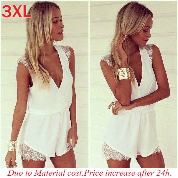 2015 Hot sale lace rompers womens jumpsuit new summer cute feminino vestidos female overalls playsuits Clothing