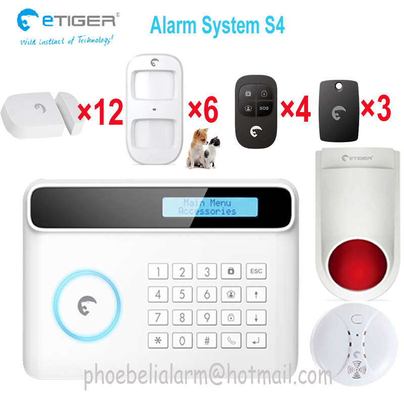 Theft and fire alarm system with door sensor PIR movement detector smoke detecttor Call and SMS sent