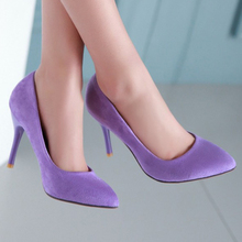 Red Bottom High Heels Ladies Shoes Flock Pointed Toe Women Pumps Shoes Woman Red Sole High Heels Large Size 9 10 43 Blue Purple