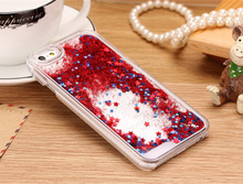 Promotions 7 Colors Fun Glitter Star Liquid Back Case cover for iphone 5 5S transparent clear