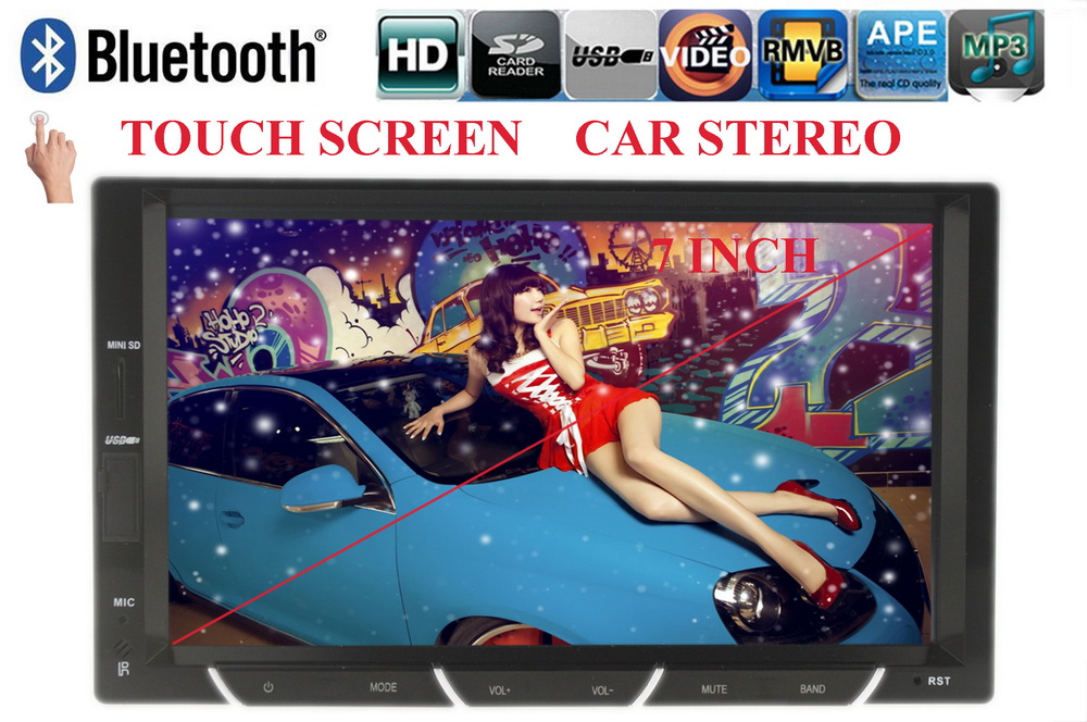 touch screen 2 Din 7 inch HD 12V Car MP4 player Stereo Radio FM with SD/USB Port support rear view camera Chinese English
