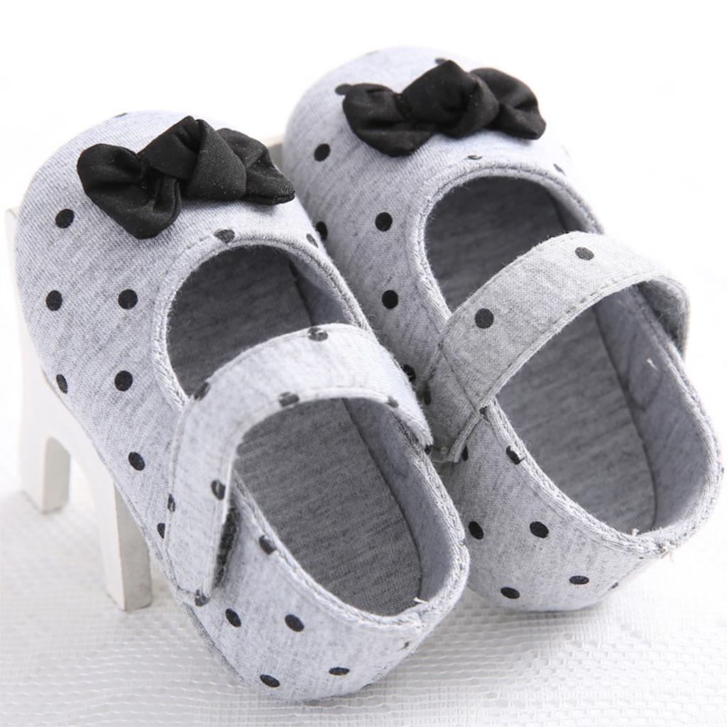 Newborn Baby Girl Shoes Soft Bottom Polka Dot Bow Infant Toddler Cotton Shoes Baby First Walkers
