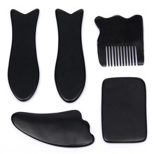 Hot Sale 5pcs Face Body Tool Set Waterproof Portable Black Chinese Traditional Gua Sha Acupuncture Massage