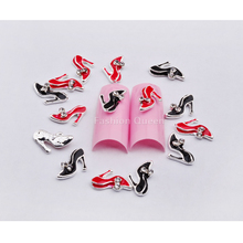 2015 New Red Black Shoes Design Rhinestone Alloy Nail Art Decorations 10pcs DIY 3D Nail Beauty