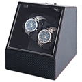 Carbon Fiber Auto Silent Watch Winder Irregular Shape Transparent Cover Wristwatch Box with EU Plug