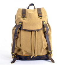 FREE SHIPPING 2015 men s backpack genuine leather canvas bags crazy horse knapsacks for men women