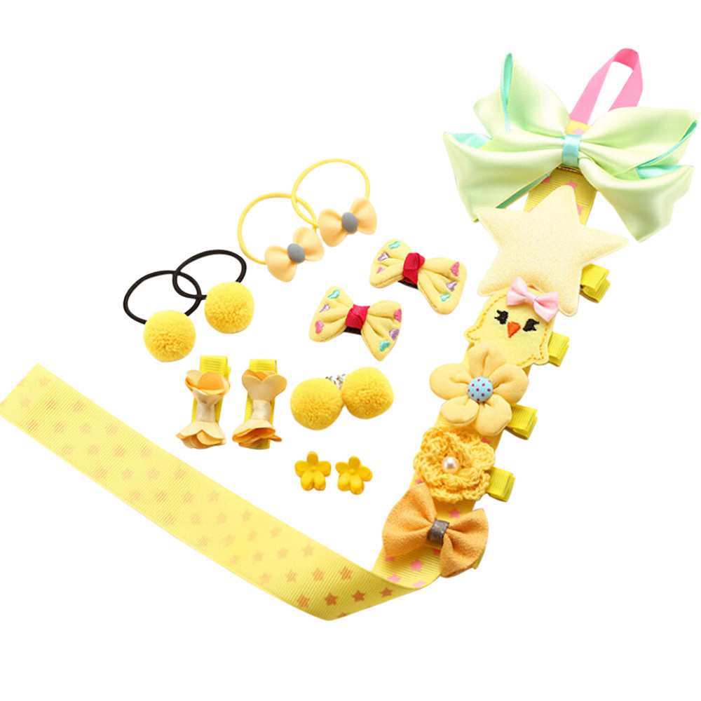 18Pcs Kids Infant Hairpin Baby Girls Bowknot Flowers Motifs Hair Clip Set ES