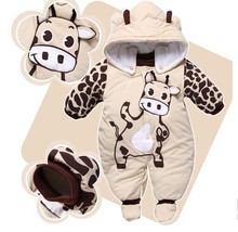 Jumpsuit + Hat + Shoes Animal Style Warm Hooded Baby Rompers Winter Boys Girls Clothes Outfits Newborn Clothing