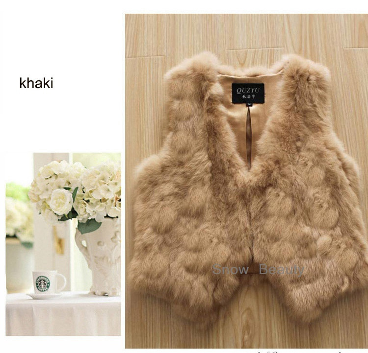 women rabbit fur vest short (18)