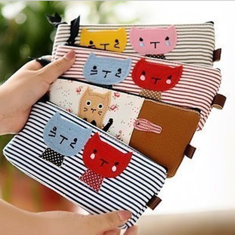 Cute cat cloth pencil bag school pencil case for student Kawaii stationery office supplies