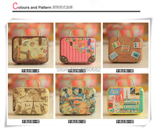 New Creative’ travel around the world’ Vintage portable Tin Storage box/ 6style cute suitcase candy box/ jewelry/ Medicine box