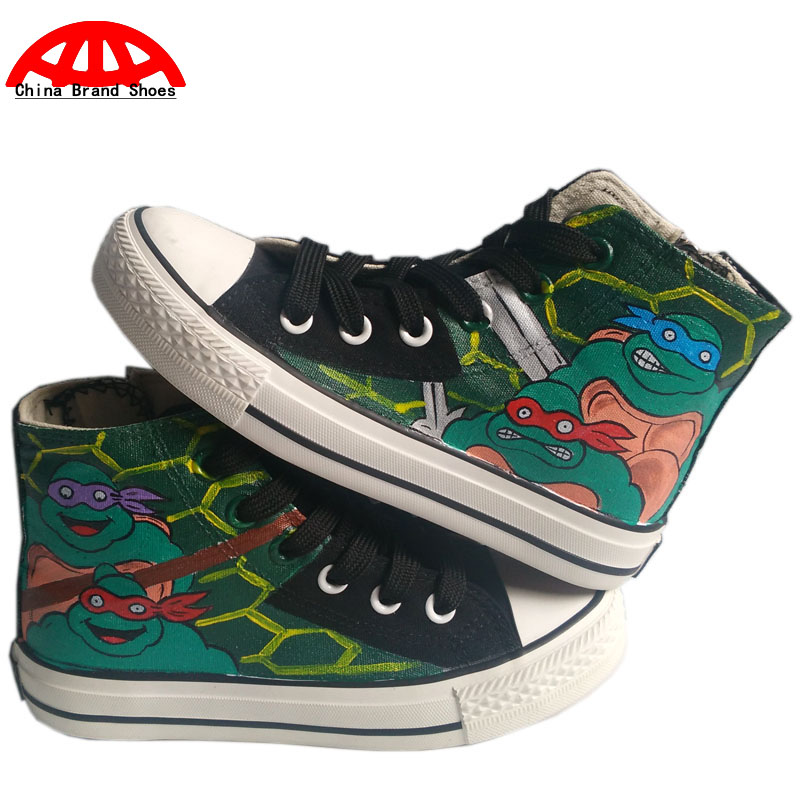 China Brand Shoes Boys Girls Child Anime Ninja Turtles Hand Painted Shoes Kids Children Ninja Turtles