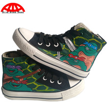 China Brand Shoes Boys Girls Child Anime Ninja Turtles Hand Painted Shoes Kids Children Ninja Turtles Graffiti Cool Boots Shoe