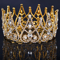 2016 New Luxury Royal Bridal Tiaras Gold Metal Clear Rhinestone Crystal Bridal Crown Wedding Hair Accessories