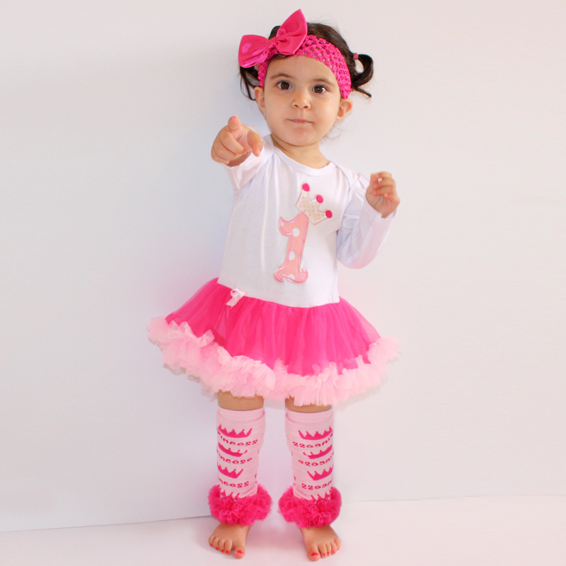 1st first baby girl 1 year birthday dress for Baby princess dress clothing outfit infant baby 