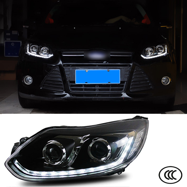 Car Styling Headlights For Ford foucs 3 2010 2011 2012 2013 2014 Bifocal lens Guiding light Free Shipping to Russia