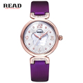 READ New fashion Purple starp women dress watch quartz rose gold drill Female watches 28043