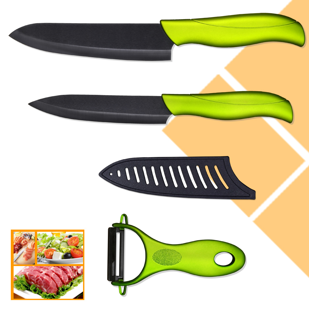 Green kitchen ceramic knife sets 5 inch slicing 6 inch chef kitchen