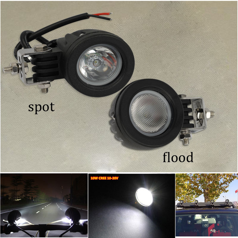 2PCS 2 INCH 10W ROUND CREE LED WORK LIGHT FOR 4x4 BOAT OFF ROAD,SPOT FLOOD MOTORCYCLE BICYCLE TRUCK FOG DRIVING LAMP VS