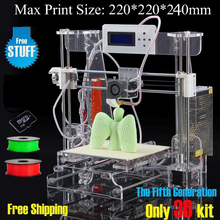 2016 Upgraded Quality High Precision Reprap Prusa i3 DIY 3d Printer kit with 2 Rolls Filament +8GB SD card+ LCD+DHL Shipning
