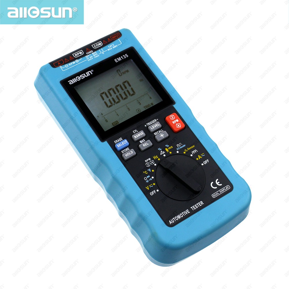 all sun EM135 Modern Digital Automotive Multimeter 20A ACA DCA LCD Autorange Automotive Tester O2 sensor